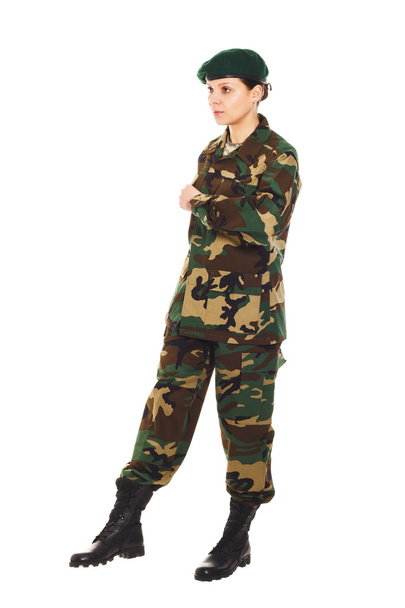 Soldier girl in the military uniform - Photo, Image