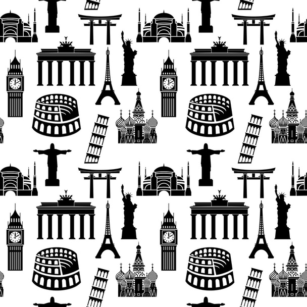 Famous landmarks pattern - Vector, Image