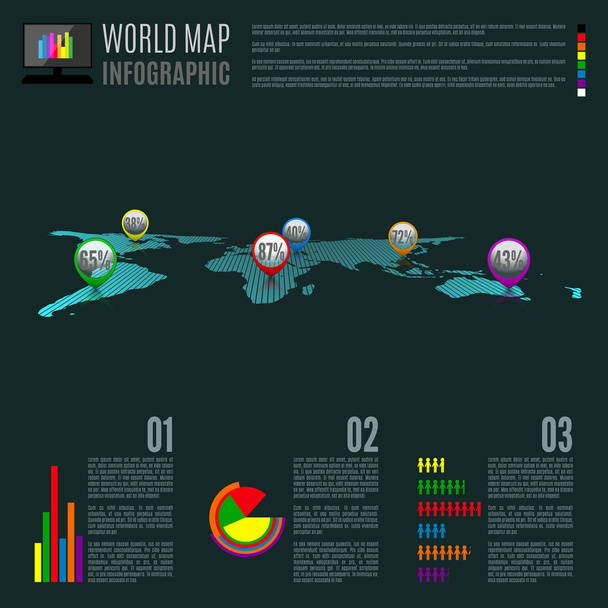 Vector Abstract Map Infographic Illustration. - Vektör, Görsel
