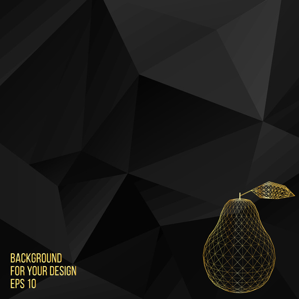 Gold Pear vector illustration. Abstract Creative concept vector background. Polygonal design style letterhead and brochure. - Vector, afbeelding