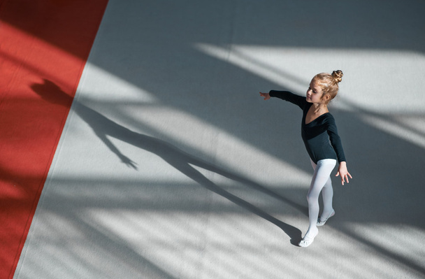 Girl practicing rhythmic gymnastics in  gym - Valokuva, kuva