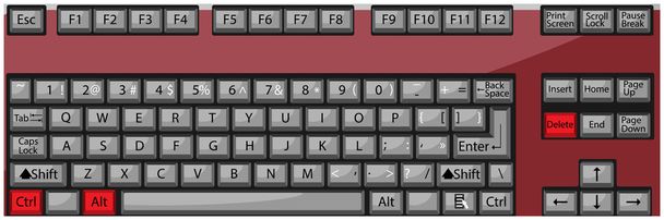 Combination button keyboard ctrl alt delete - Vector, Image