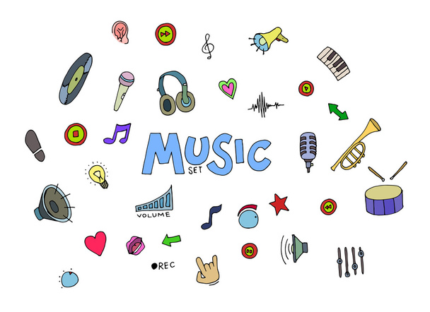 Colored Music doodles - Vector, Imagen