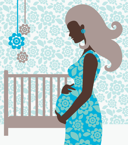 Silhueta de mulher grávida
 - Vetor, Imagem