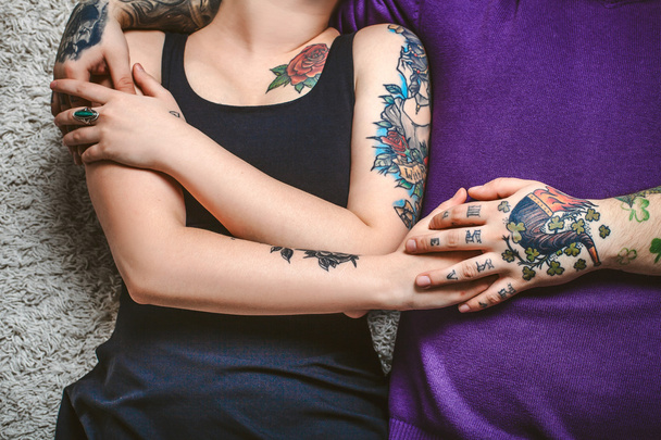 beautiful young couple in love lyin - Fotografie, Obrázek