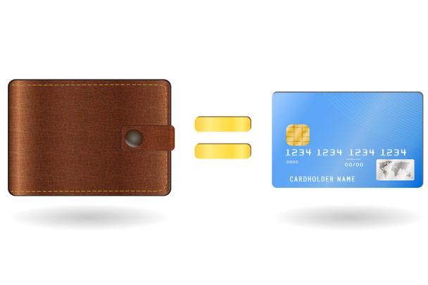 Wallet equal to a credit card - Vector, Image