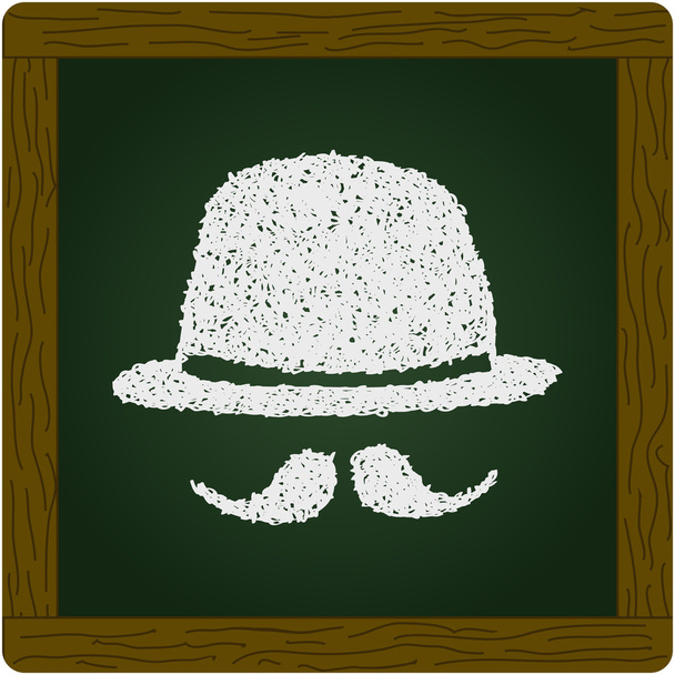 Simple doodle of a bowler hat and moustache - Vector, Image