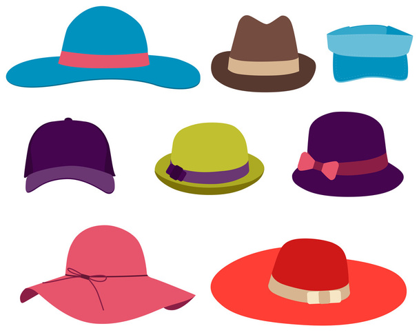 Set summer hat isolated on white background. Vector illustration - Vector, Image