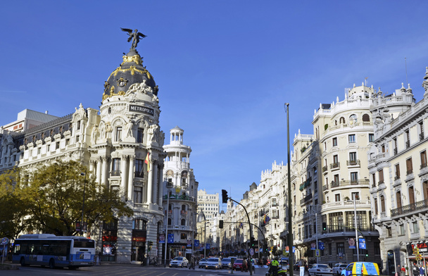 A view of Gran Via, in Madrid, Spain - Photo, Image