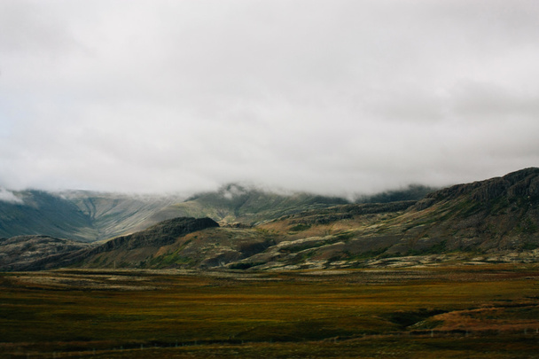 Icelandic landscape of green mountains - Photo, image