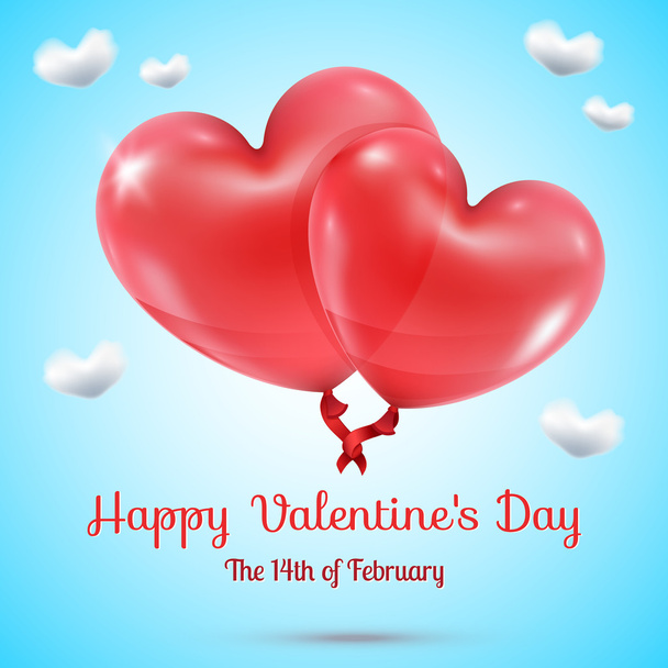 Hart ballonnen met de tekst van de dag van Valentijnskaarten - Vector, afbeelding