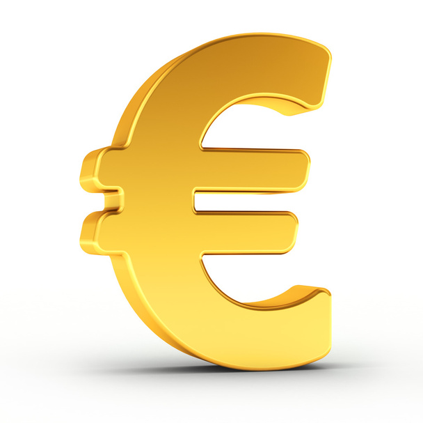 O símbolo do euro como um objeto dourado polido com caminho de recorte
 - Foto, Imagem