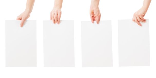 hands holding blank paper isolated - Photo, Image