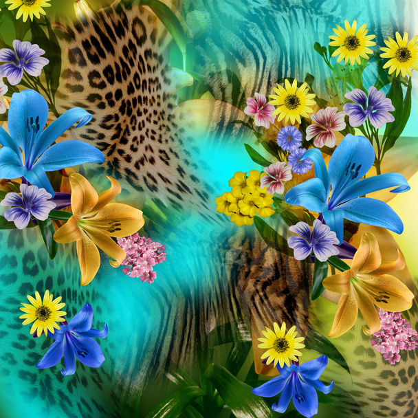 flor leopardo zebra fundo
 - Foto, Imagem