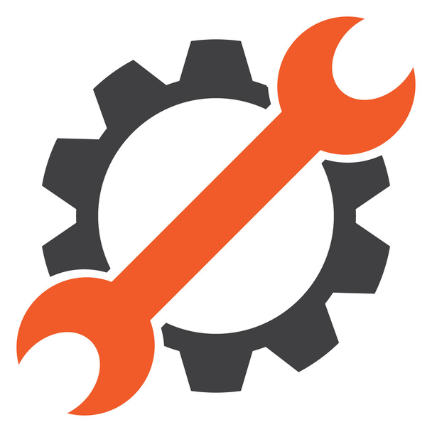 Service icon. This isolated flat symbol uses modern corporation orange and gray colors. - Vector, Image