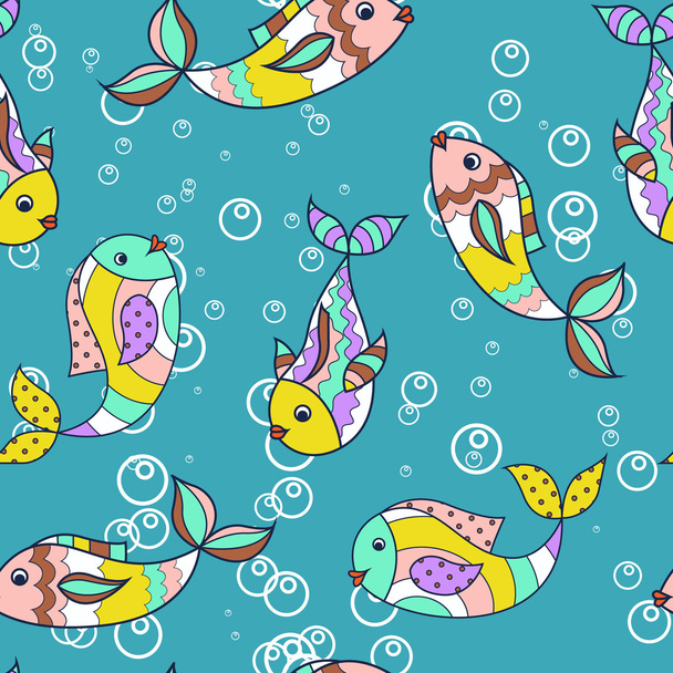 Colorful pattern with fish - ベクター画像