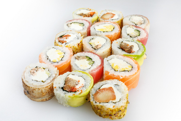 Sushi set. Rolls with salmon and vegetables - Photo, Image