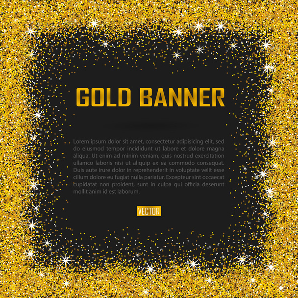 Gold vector banner on black background. - Vector, afbeelding
