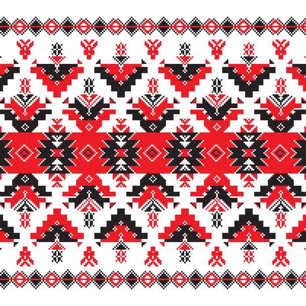 赤と黒の色で民族飾りパターンのセット - ベクター画像