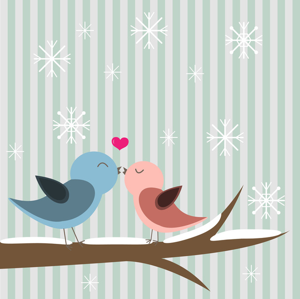 Two in love colorful birds for valentine's day card vector illustration - Wektor, obraz