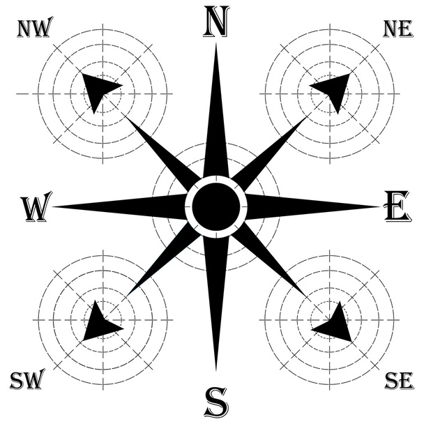 Větrná růžice, samostatný vektorový illustration.Compass - Vektor, obrázek
