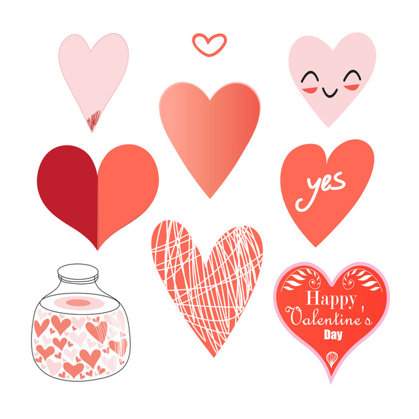 set of different hearts - Vector, Image