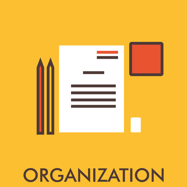 Organization. Paper. Pen.Line icon with flat design elements. Flat icon. Flat Design. Icon concept. - Διάνυσμα, εικόνα