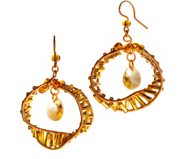Handmade orange earrings - Foto, imagen