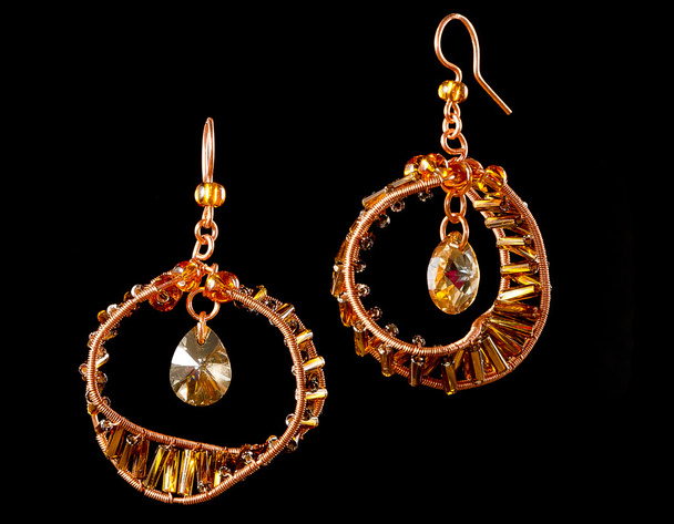 Handmade orange earrings - Foto, Bild