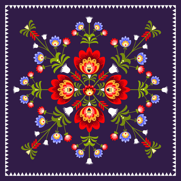 pattern folk with flowers - Vector, Image
