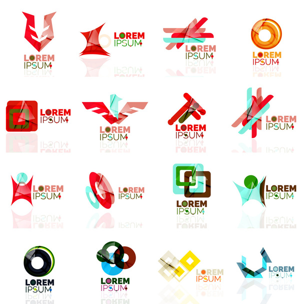 Conjunto de logotipos, iconos de negocio geométricos abstractos, estilo de papel con elementos brillantes
 - Vector, imagen