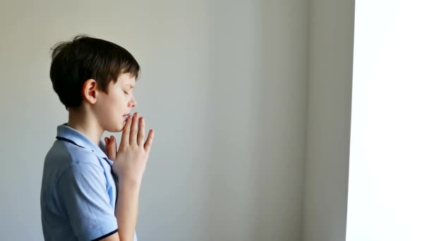 jongen tiener geloof in god kerk bidden - Video