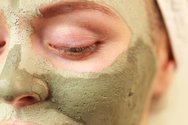 face with green clay mud mask - Фото, зображення