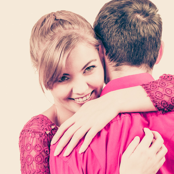 Girl hugging boyfriend romantically. - Photo, Image