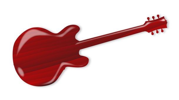 Red Wooden Guitar SIlhouette - Vector, Image