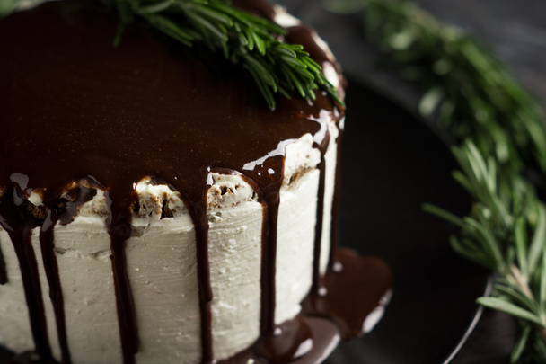 Creamy cake with chocolate glaze - Photo, image