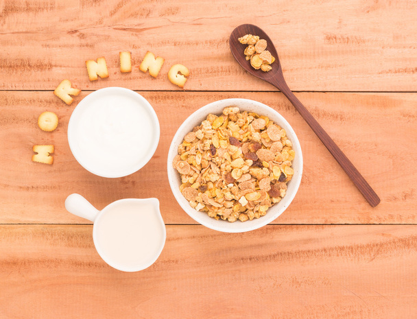 Instellen van een gezond ontbijt schikken om uw gezondheid voordelen Eva - Foto, afbeelding
