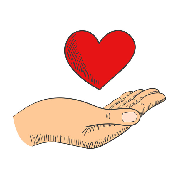 Mão com um símbolo de forma de coração
 - Vetor, Imagem