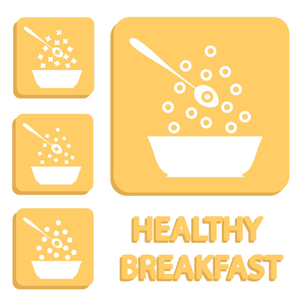 Breakfast cereals or snacks - vector healthy food icons. - Вектор,изображение