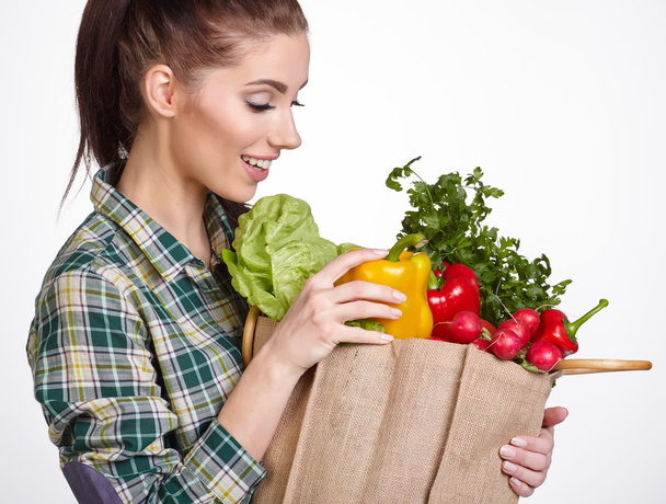 Woman with fresh food - Foto, Imagen