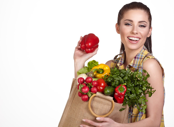 Woman with fresh food - Foto, Imagem