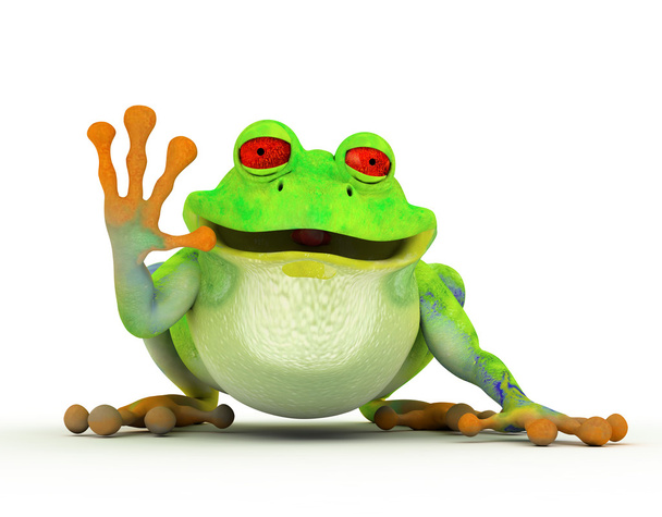 Щаслива усміхнена мультяшна жаба
 - Фото, зображення