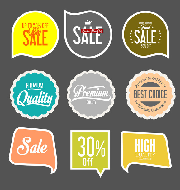 Papier verkoop stickers collectie - Vector, afbeelding
