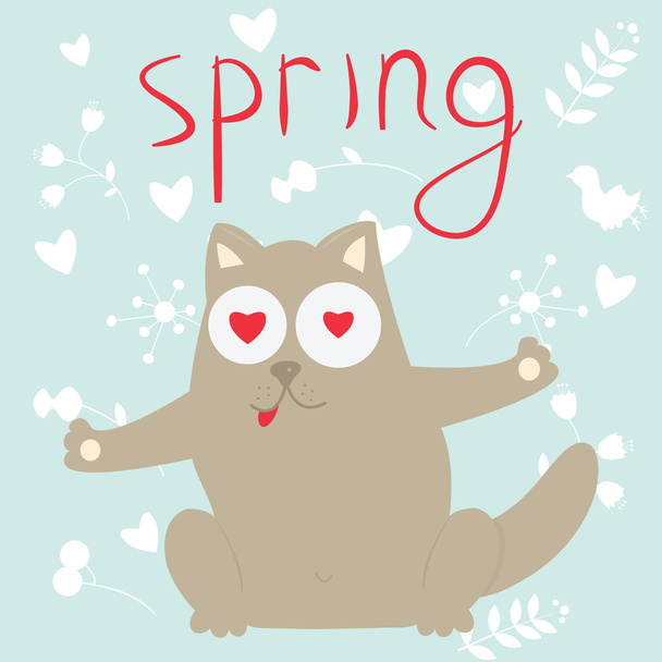 En el amor el gato de dibujos animados en la primavera. Ilustración vectorial
. - Vector, Imagen