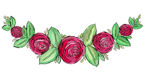  Bella cornice cerchio rose ad acquerello
 - Foto, immagini