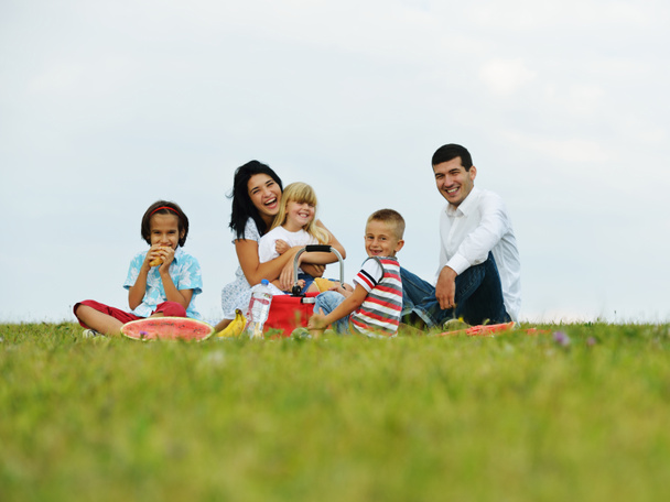 Family with children having picnic time - Photo, Image