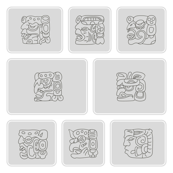 az amerikai indiánok emlékek dingbats karakterekkel monokróm ikonok - Vektor, kép