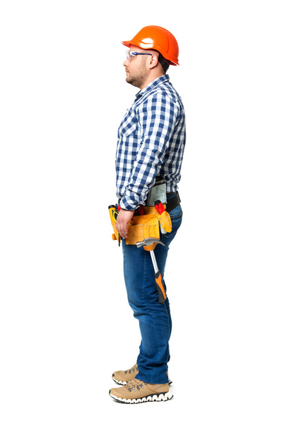 Portrait of construction builder isolated on white. - Foto, immagini