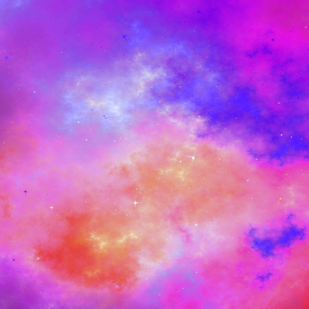 Colorful sunset themed fractal sky, digital artwork for creative graphic design - Photo, Image