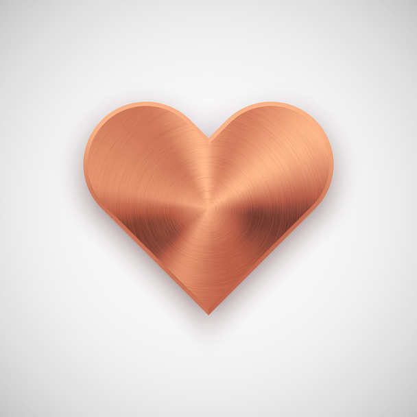 Bronze Abstract Heart Sign with Metal Texture - Вектор, зображення